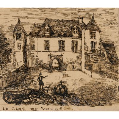an image of a drawing of a man on a horse drawn carriage