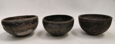 3 bols en terre cuite MALI 11x18cm &10x17cm