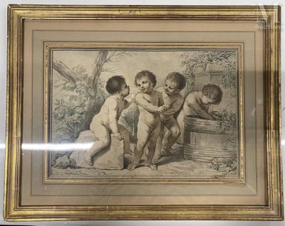 an old picture of a group of children playing with each other
