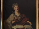 tableau représentant une femme en robe marron en train de lire un livre