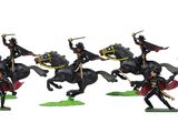 six figurines représentant un homme à cheval et un homme à cheval