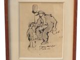 une image représentant un dessin d'un homme assis sur un cheval