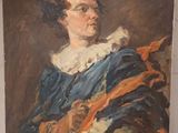 tableau représentant un homme vêtu d'une robe bleue à col blanc