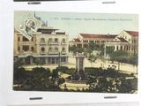 four postcards of old postcards of a city and buildings