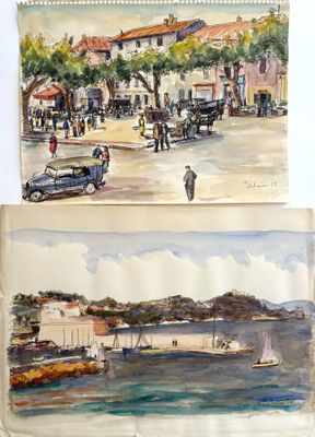 deux photos représentant deux aquarelles sur la même page