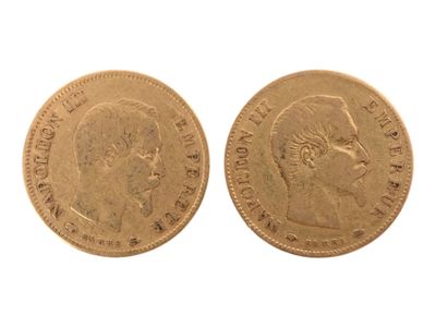 2 pièces de 10 francs or Napoléon III de 1857 et 1860. - Photo 1