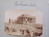 a picture of a postcard with a picture of the parthenion