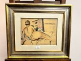 tableau représentant une femme nue assise sur une chaise devant un miroir
