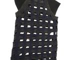 an image of a black vest with holes on it