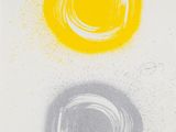 an image of a painting with yellow and grey circles