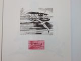 an image of a drawing of a small plane flying over a body of water