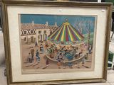 tableau représentant une scène de carnaval avec des gens sur un manège, un manège, un manège, un manège, un manège, un manège, un manège, un manège, un manège, un manège, un manège