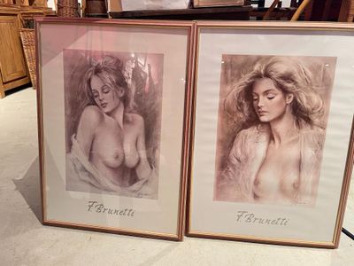 LOT DE PIECES ENCADREES dont 2 huiles sur toiles modernes - Photo 1