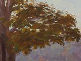 a painting of a tree in the middle of a field