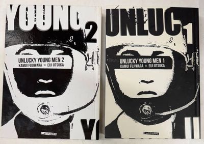 affiches représentant de jeunes hommes malchanceux, en noir et blanc
