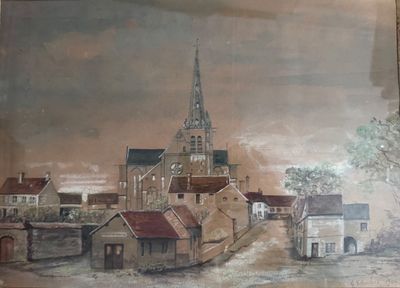 a picture of a painting on the wall of a building