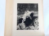 an old black and white photo of a man and a woman sitting on a rock