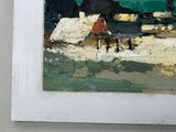 a picture of a painting on a wall of a beach