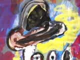 a painting of a man with a hat on