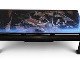une table basse sur laquelle est posé un aquarium