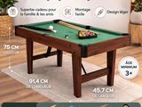 the table de billard is designed to look like a pool table