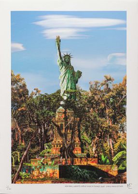 peinture représentant la statue de la Liberté à New York, dans l'État de New York, aux États-Unis