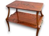 an image of a wooden table with two shelves on it