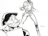 drawing of a man in a cowboy hat and a man in a cowboy suit