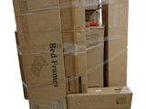 many boxes stacked on top of each other on a pallet