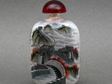flacon à tabac chinois en verre orné d'un paysage
