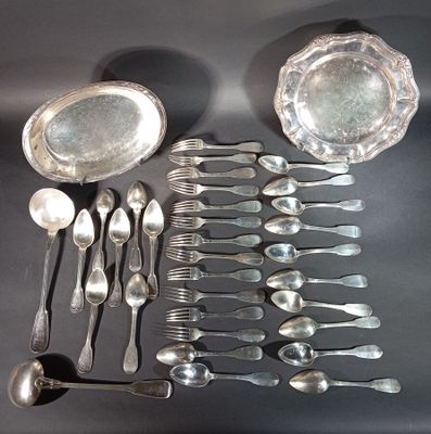 Ensemble de couverts en argent XIXème siècle modèles uni pla… - Photo 1