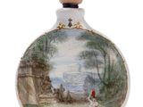 a picture of a bottle with a painting on it