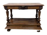 an image of a wooden table with a drawer underneath it