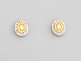 a pair of yellow and white diamond earrings