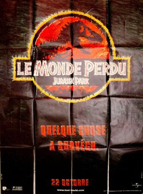a movie poster for the film jurassic featuring a large dinosaur