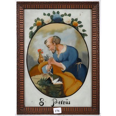 une image représentant un tableau où l'on voit un homme tenant un oiseau dans la main