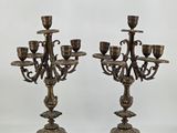 pair of antique brass candelabs with candlesticks