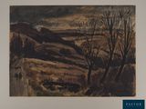 a picture of a painting of a landscape in a frame