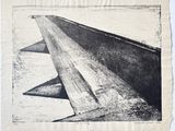 un dessin en noir et blanc représentant une aile d'avion