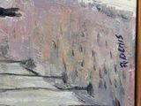 a painting of a cat sitting on a ledge