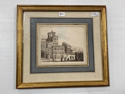 photo encadrée représentant un bâtiment avec une tour horloge au centre