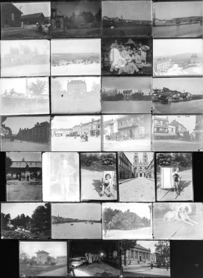 Ensemble de vingt-huit plaques diapositives en verre, représ…