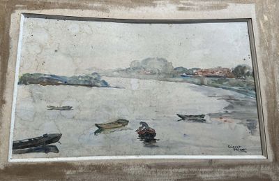 une image d'une peinture de bateaux sur l'eau