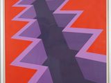 purple and red abstract painting of a zigzag design