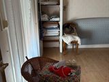 a wicker chair sitting in the corner of a room