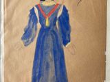 an image of a drawing of a woman in a blue dress