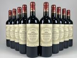 six bouteilles de vin rouge alignées