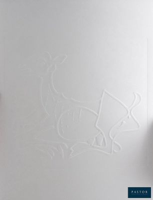 someone is drawing a picture of a deer on a white wall
