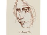 un dessin représentant le visage d'une femme aux cheveux longs