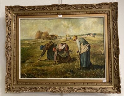 un tableau représentant deux femmes travaillant dans un champ